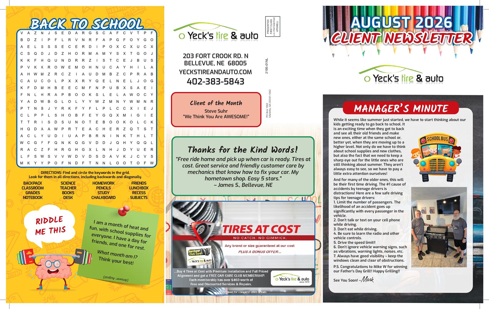 Monthly Newsletter Page 2 | Yeck's Tire & Auto